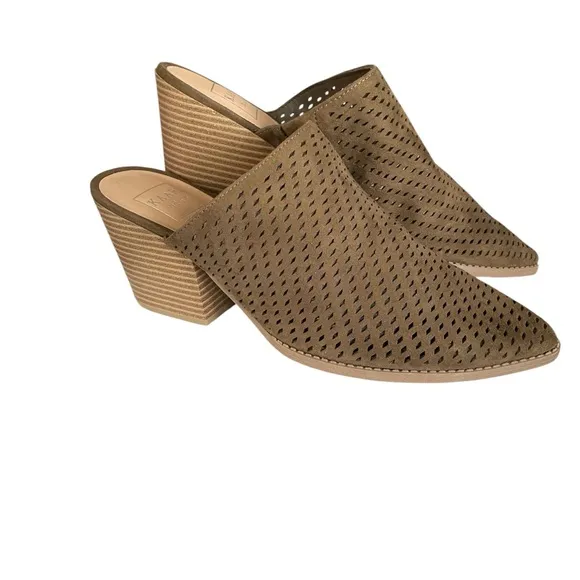 Kaari Blue Evergreen Eliza Perforated Slip On Heeled Mule Size 8.5M Women's NWOT