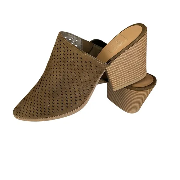 Kaari Blue Evergreen Eliza Perforated Slip On Heeled Mule Size 8.5M Women's NWOT