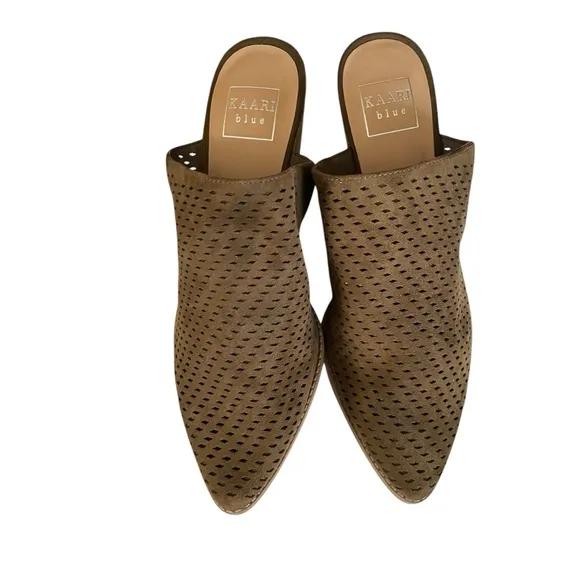 Kaari Blue Evergreen Eliza Perforated Slip On Heeled Mule Size 8.5M Women's NWOT