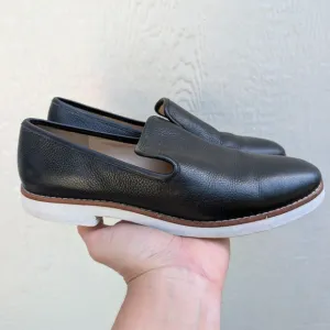 Karl Lagerfeld Paris Black Leather Loafers Flat Shoes Women's Size 8