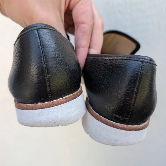 Karl Lagerfeld Paris Black Leather Loafers Flat Shoes Women's Size 8