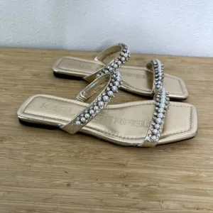 Karl Lagerfeld Paris Sandals Size 6.5M Rhinestone Payzlee Slip On Slide Shoes