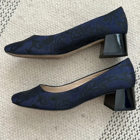 Karl Lagerfield jacquard block heel shoes