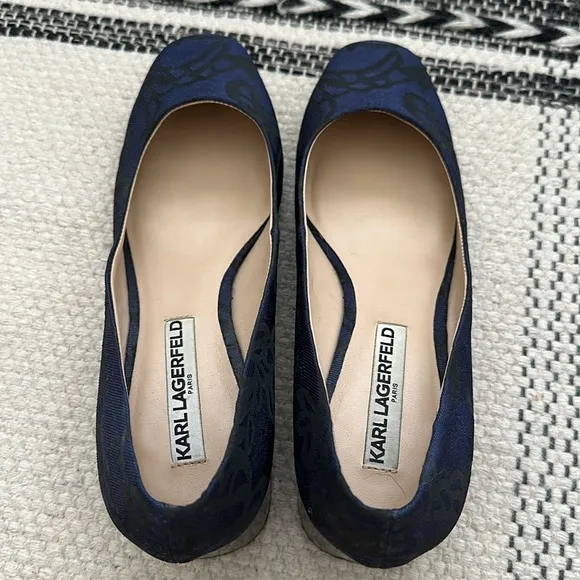 Karl Lagerfield jacquard block heel shoes