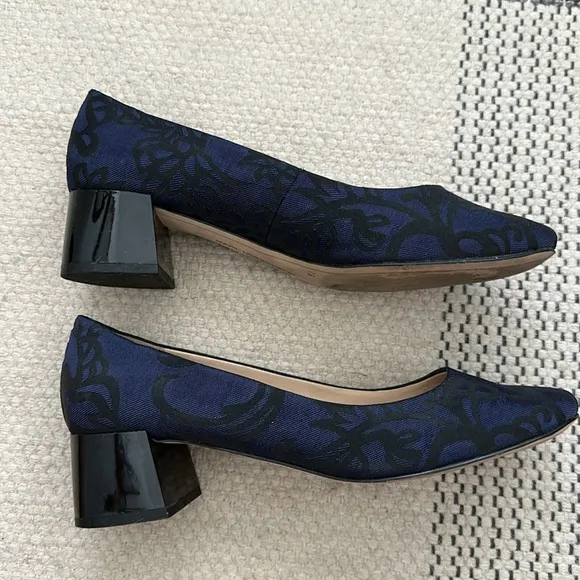 Karl Lagerfield jacquard block heel shoes