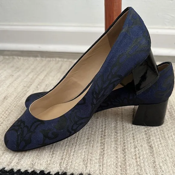 Karl Lagerfield jacquard block heel shoes