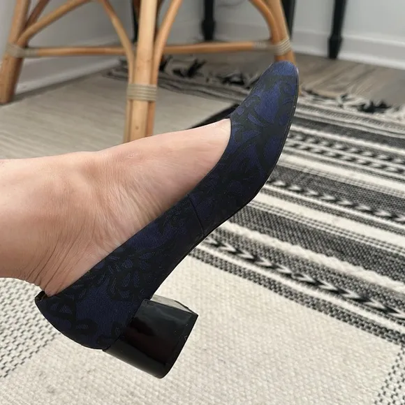 Karl Lagerfield jacquard block heel shoes