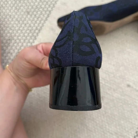 Karl Lagerfield jacquard block heel shoes