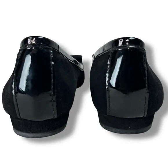 Kate Spade Black Suede Loafers Driving Moccasins Bow Detail Dark Academia, Sz 7