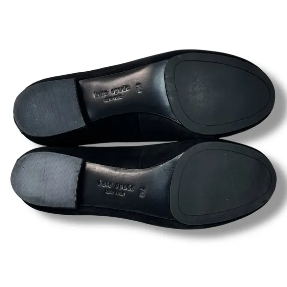 Kate Spade Black Suede Loafers Driving Moccasins Bow Detail Dark Academia, Sz 7