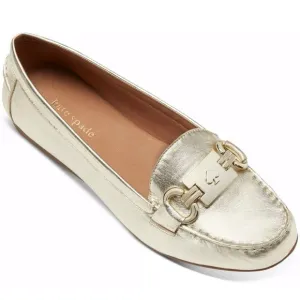 Kate Spade New York Carson Moccasins Loafer Gold Metallic Leather Slip on 9.5