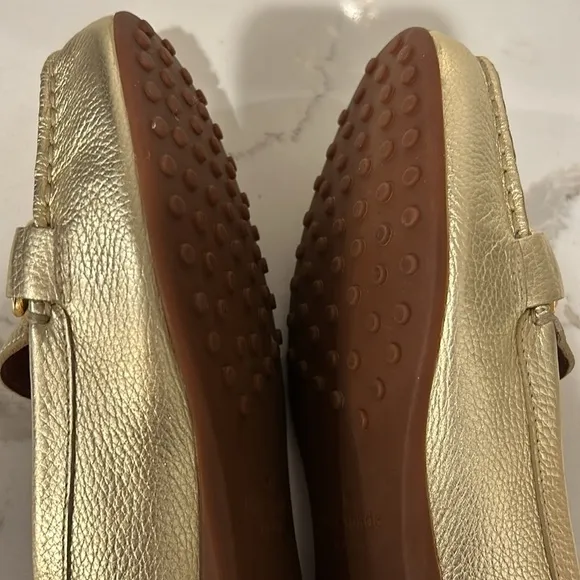 Kate Spade New York Carson Moccasins Loafer Gold Metallic Leather Slip on 9.5