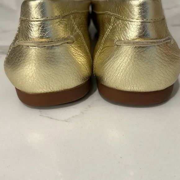 Kate Spade New York Carson Moccasins Loafer Gold Metallic Leather Slip on 9.5