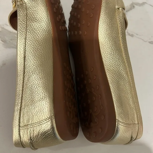 Kate Spade New York Carson Moccasins Loafer Gold Metallic Leather Slip on 9.5