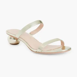 Kate Spade New York Palm Springs Round Block Heel Sandals 7B Pale Gold $228