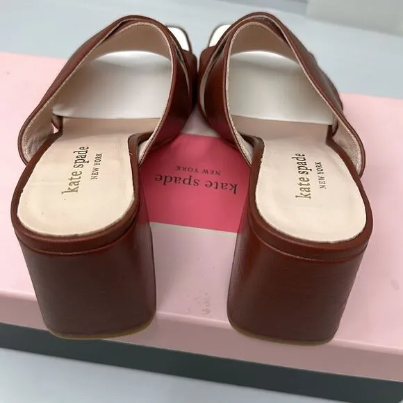 KATE SPADE New York Venus Sandals Cinnamon Spice Leather Size 6.5 NWT