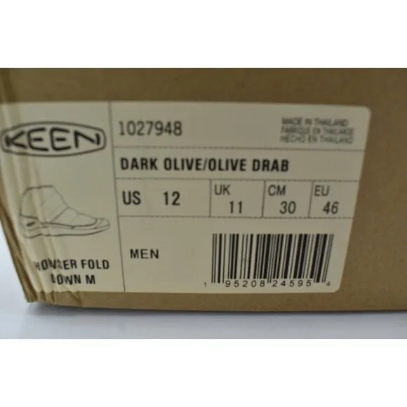Keen Mens Size 12 Howser Fold Down Dark Olive Green Pull On Shoes