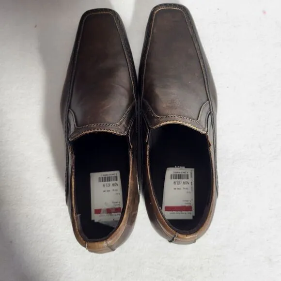 Kenneth Cole Reaction Key Note Men Loafer Shoes Brown Leather Slip On Size 8.5