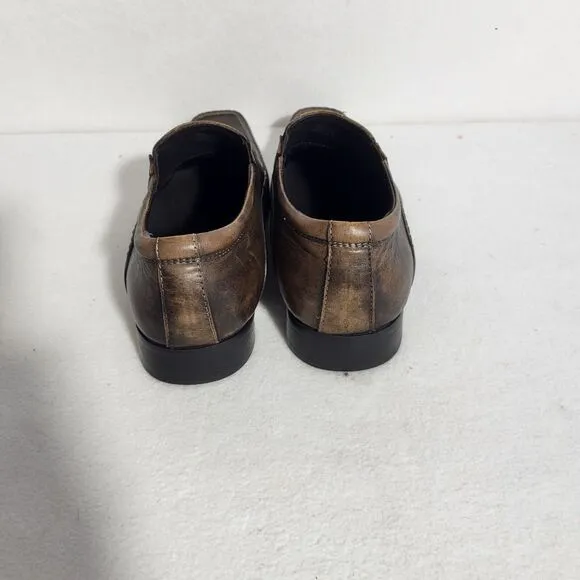 Kenneth Cole Reaction Key Note Men Loafer Shoes Brown Leather Slip On Size 8.5