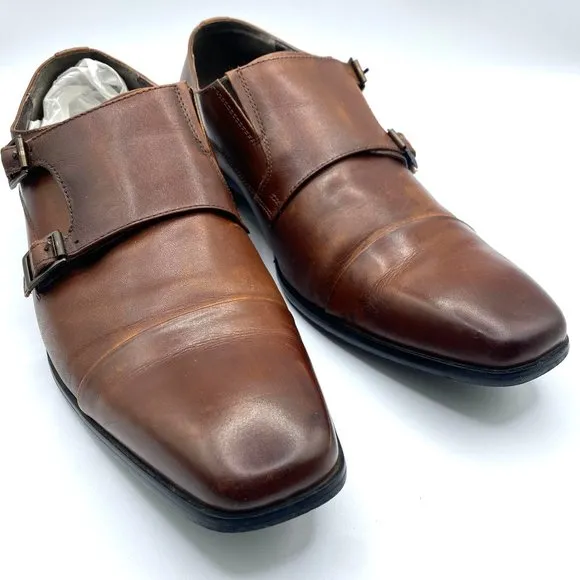 Kenneth Cole Reaction Men's Design 20724 Brown Leather Slip-on Dress Shoes Size