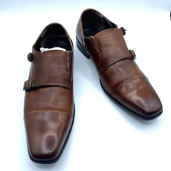 Kenneth Cole Reaction Men's Design 20724 Brown Leather Slip-on Dress Shoes Size