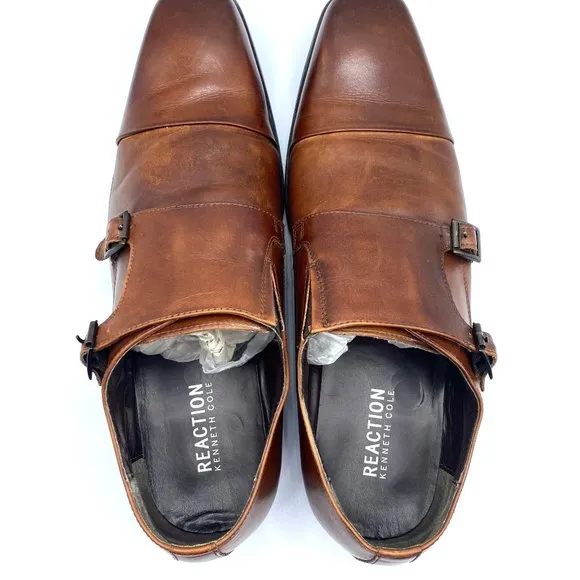 Kenneth Cole Reaction Men's Design 20724 Brown Leather Slip-on Dress Shoes Size