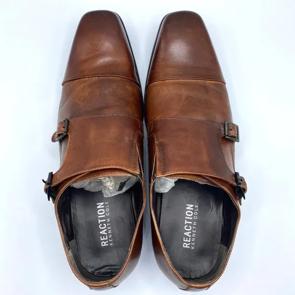 Kenneth Cole Reaction Men's Design 20724 Brown Leather Slip-on Dress Shoes Size