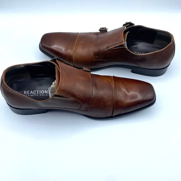 Kenneth Cole Reaction Men's Design 20724 Brown Leather Slip-on Dress Shoes Size