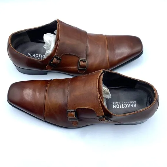 Kenneth Cole Reaction Men's Design 20724 Brown Leather Slip-on Dress Shoes Size