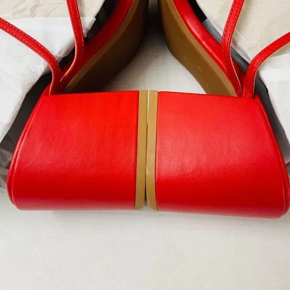 Kenneth Cole Women's Maisie Sandals Sz 6.5M Red Leather Crisscross Slingback