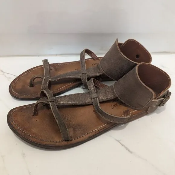 K.Jacques St Tropez Metallic Leather Colorblock Pattern Gladiator Sandals EU 40