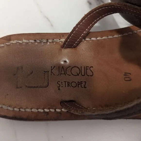 K.Jacques St Tropez Metallic Leather Colorblock Pattern Gladiator Sandals EU 40