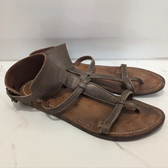 K.Jacques St Tropez Metallic Leather Colorblock Pattern Gladiator Sandals EU 40