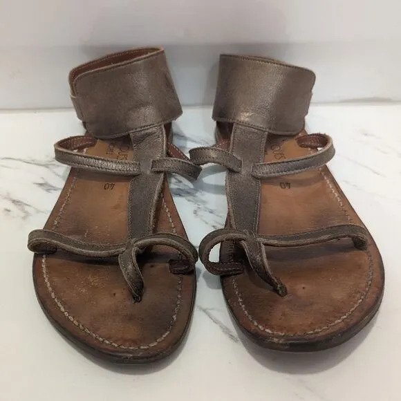 K.Jacques St Tropez Metallic Leather Colorblock Pattern Gladiator Sandals EU 40