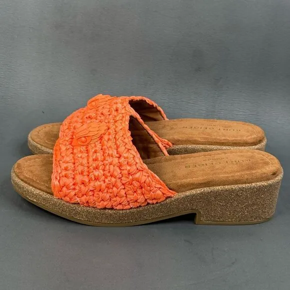 Kurt Geiger orange Eagle Crochet Cork Slide  shoes women size size 8 (38.5)