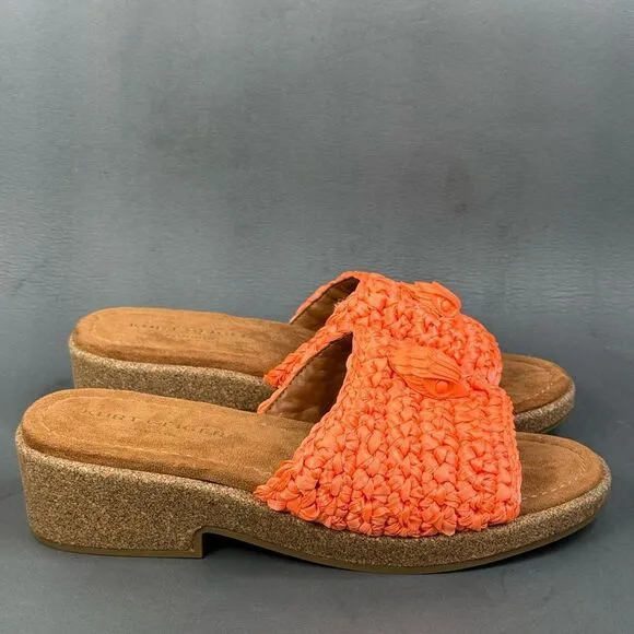 Kurt Geiger orange Eagle Crochet Cork Slide  shoes women size size 8 (38.5)