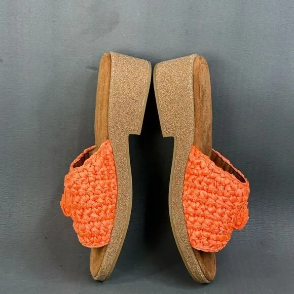 Kurt Geiger orange Eagle Crochet Cork Slide  shoes women size size 8 (38.5)