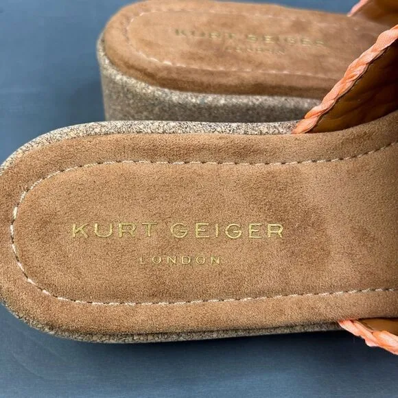 Kurt Geiger orange Eagle Crochet Cork Slide  shoes women size size 8 (38.5)
