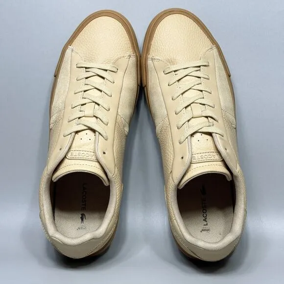 Lacoste L006 Mens Size 11 Low Top Leather Sneakers Shoes Tan Gum