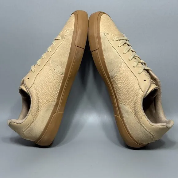 Lacoste L006 Mens Size 11 Low Top Leather Sneakers Shoes Tan Gum