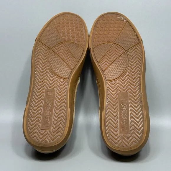 Lacoste L006 Mens Size 11 Low Top Leather Sneakers Shoes Tan Gum