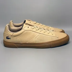 Lacoste L006 Mens Size 11 Low Top Leather Sneakers Shoes Tan Gum