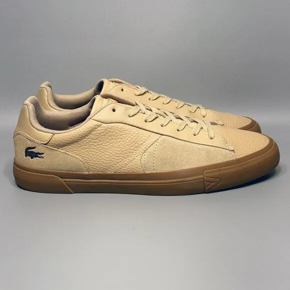 Lacoste L006 Mens Size 11 Low Top Leather Sneakers Shoes Tan Gum