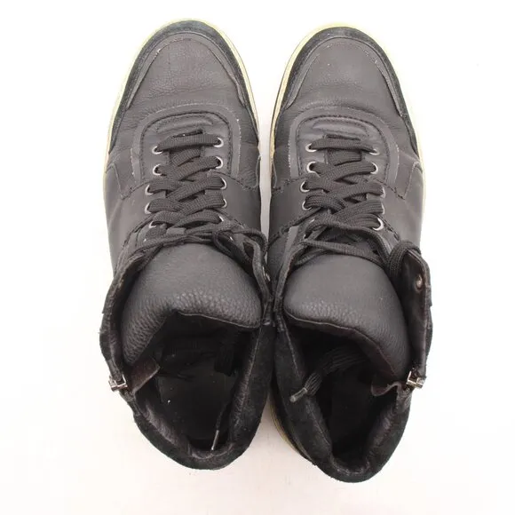 Lanvin Men's Size UK 10 Black Suede Leather Zip Mid Sneakers Shoes