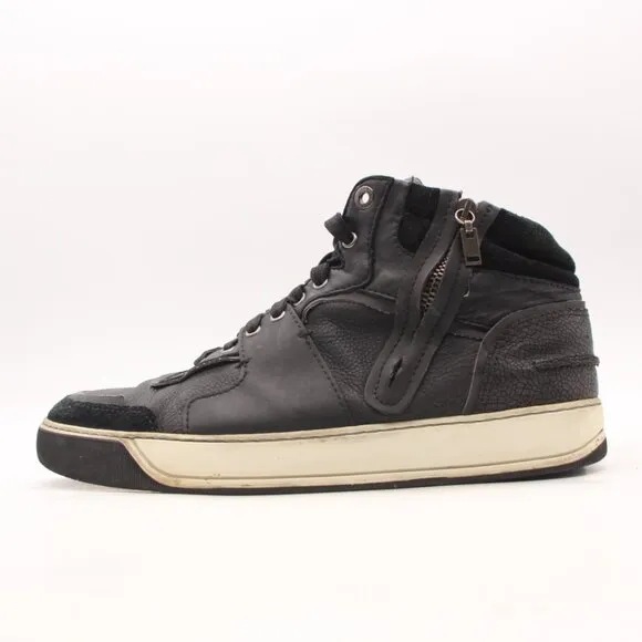 Lanvin Men's Size UK 10 Black Suede Leather Zip Mid Sneakers Shoes
