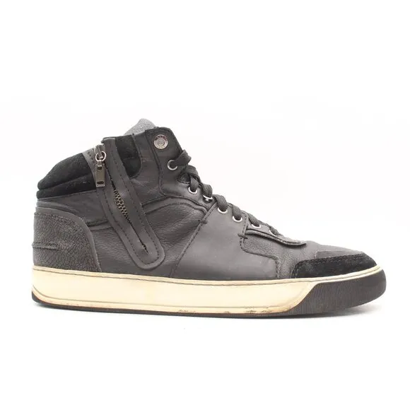Lanvin Men's Size UK 10 Black Suede Leather Zip Mid Sneakers Shoes