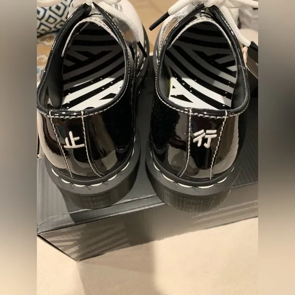 LAST PRICE - NEW Docs Air Wair Tokyo 1461 BLACK WHITE BOHO GOTH RETRO RARE