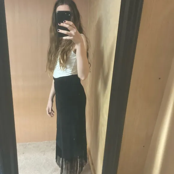 Leather Fringe Skirt