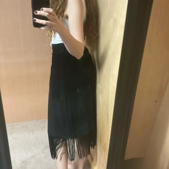 Leather Fringe Skirt