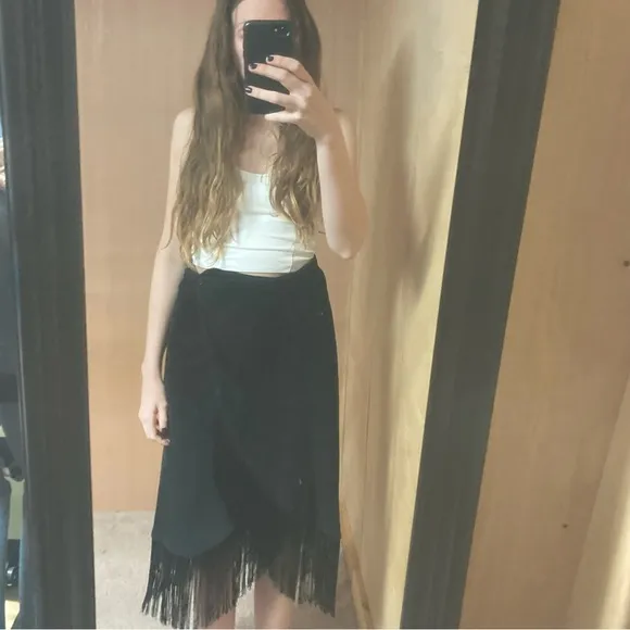Leather Fringe Skirt